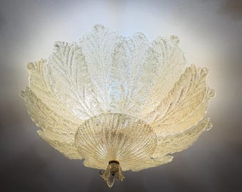 Venetian 6-light Murano glass ceiling lamp attributed to Barovier & Toso, 1980s