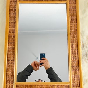 Mid-Century rattan and bamboo mirror, 1960s Italian design