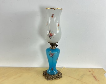 Mid-Century Decorated Opaline Glass Table Lamp from Murano, 1950s