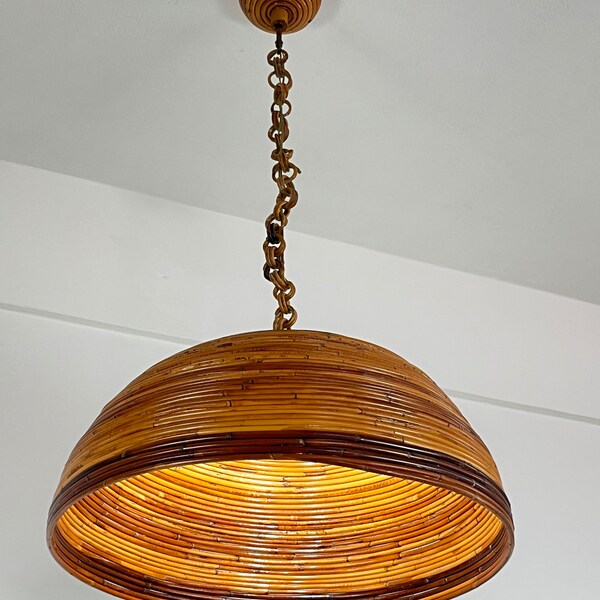 WalmHomie 1 Light Rattan Chandelier Woven Pendant Light