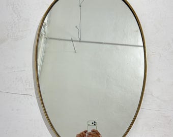 Oval brass mirror Made in Italy, 1950s