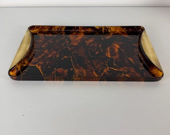 Mid-century Lucite and Brass Serving Tray by Guzzini, Italy, 1970s
