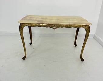 Mid-Century Brass and Marble Coffee Table Made in Italy, 1950s