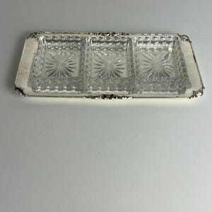 800 silver and glass appetizer dish, Made in Italy, 1980s