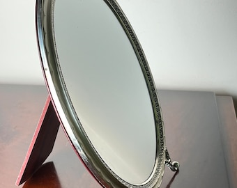 Italian oval table mirror in 800 silver, 1960s