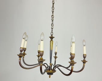 Mid-Century Italian Brass 8-Arm Chandelier, 1950s