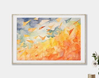 Wall Art Abstract Planes Modern Painting Colorful Home Decor Vibrant Watercolour Digital Download Printable Picture DIY Print JPEG | 180