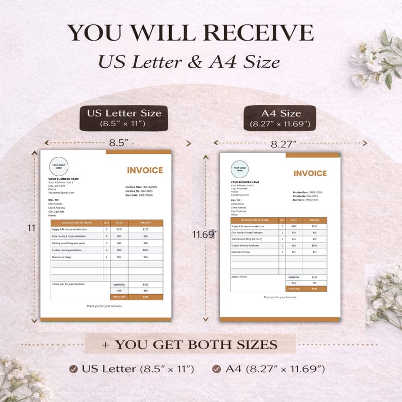 Carpenter & Joiner Invoice Template | Carpentry Invoice | Canva and ...