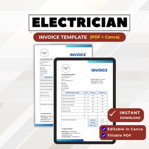 Factuursjabloon elektricien | Factuur elektricien | Canva en pdf (A4/US Letter) (digitale download)