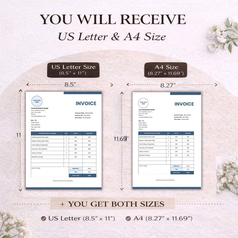 Electrician Invoice Template | Electrical Contractor Invoice | Canva ...
