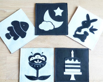 Black & White High Contrast Cards For Babies, Cognitive Baby Development Toys, Sensory Busy Felt Activity Card, Soft Toys For Newborn