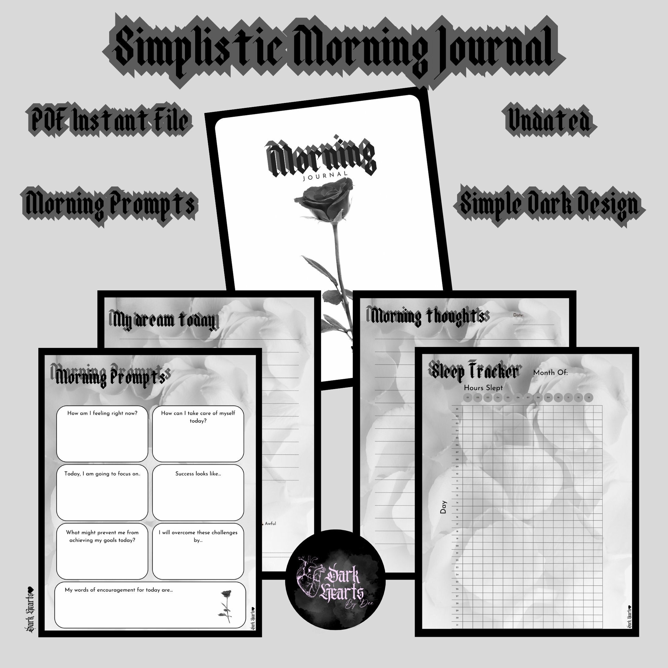 Simple Printable Gothic Journal Pages Morning Journaling - Etsy