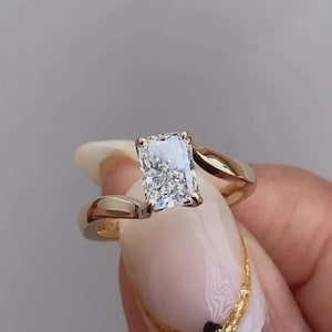 1 CT Radiant Cut Lab Grown Diamond Solitaire Engagement Ring, 14K Solid Gold IGI Certified Radiant Diamond Ring, Anniversary Ring