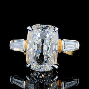 3.00CT Elongated Cushion Cut Cathedral Band Diamond Solitaire Wedding Ring, Lab Grown Diamond Engagement Ring, Gift for her