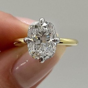 2.50CT Old Mine Cushion Cut Moissanite Engagement Ring, Old Mine Cushion Cut Ring, Elongated Cushion, Solitaire Ring for Her