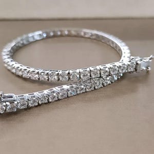 6.50Carats Classic Tennis Bracelet / 14K White Gold/ Lab Grown Diamond Tennis Bracelet for Women and Men / Solid Gold Round Diamond Bracelet