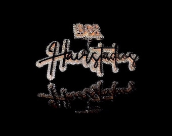 Custom made Iced Out Hip Hop Pendant, 925 Sterling Silver & VVS Moissanite, Iced Out Letters Necklace, Hiphop Jewelry Gift for Him or Her