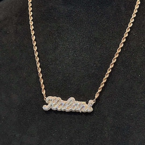 Colgante con nombre personalizado y cadena de eslabones cubanos brillantes, collar con letras personalizadas, joyería de hip hop para él.
