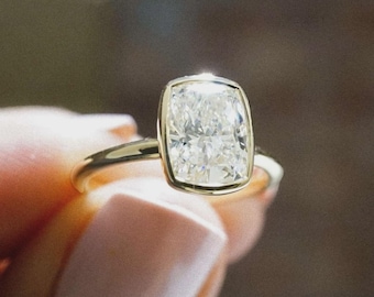 2.00CT Cushion Cut IGI Certified Lab Grown Diamond Engagement Ring, 14K Gold Solitaire Ring, Minimalist Bridal Ring,Vintage Inspired Jewelry