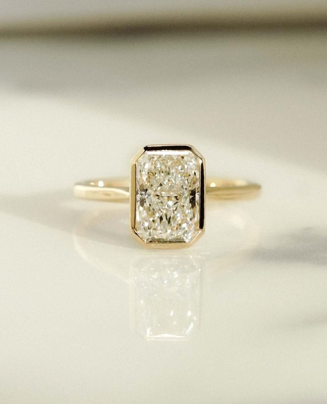 2.00CT Radiant Cut Lab Grown Diamond Engagement Ring, 14K Yellow Gold ...