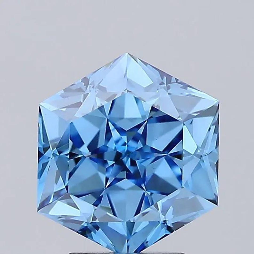 3.00CT 六角形ファンシービビッドブルー VS1 | IGI 認定 | ルースラボ 