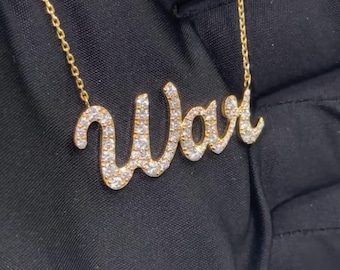 Personalized Name Pendant with Bling Cuban Link Chain, Custom Iced Out Letters Necklace, Hiphop Jewelry Gift for Him