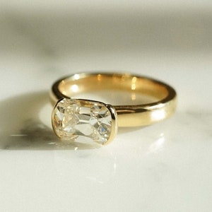 1.50CT Lab Grown Elongated Cushion Cut Diamond Solitaire Engagement Ring, 14K Solid Gold Diamond Ring