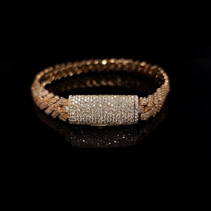 Iced Out Cuban Link Bracelet | VVS Moissanite Diamond Cuban Link Bracelet | Hip Hop Miami Cuban Bracelet | Men VVS Diamond Cuban Bracelet