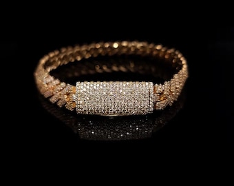 Iced Out Cuban Link Bracelet | VVS Moissanite Diamond Cuban Link Bracelet | Hip Hop Miami Cuban Bracelet | Men VVS Diamond Cuban Bracelet
