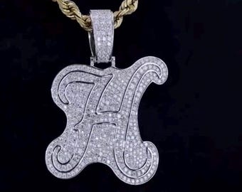 Custom made Iced Out Hip Hop Pendant | Chunky Reversible Moissanite pendant | 925 Sterling Silver | Custom Handmade Moissanite Jewelry