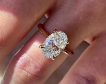 Vintage Inspired Oval Cut Moissanite Engagement Ring, 14K Gold Ring, Handmade Solitaire Ring, Minimalist Promise Ring, Unique Bridal Jewelry