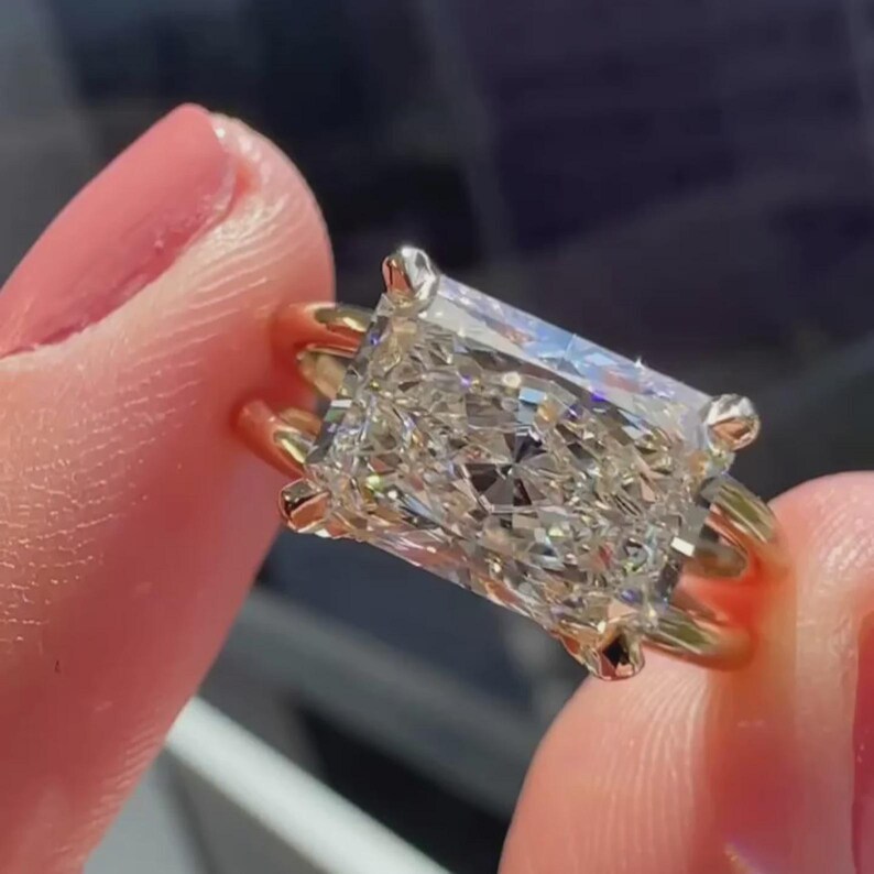 2.00CT Radiant Cut Moissanite Engagement Ring – Unique Rectangle ...