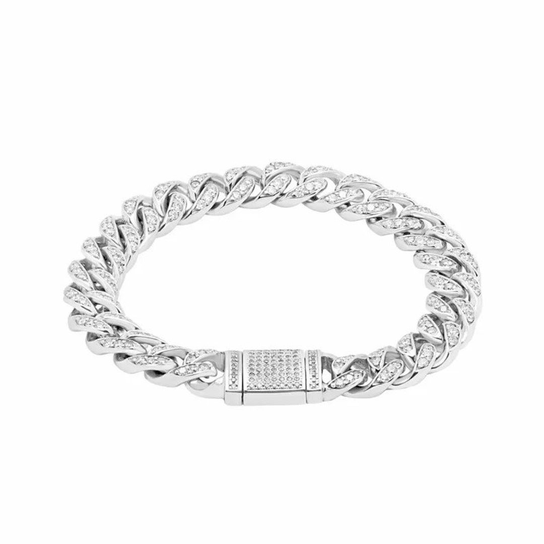 5.50CT Cuban Link Lab Grown Diamond Bracelet in 10k White Etsy