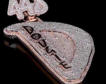 Custom Iced Out Pendant | Personalized Name Necklace Diamond Hip Hop Jewelry | Rose Gold Plated Bling Chain Charm | Men’s Statement Pendant