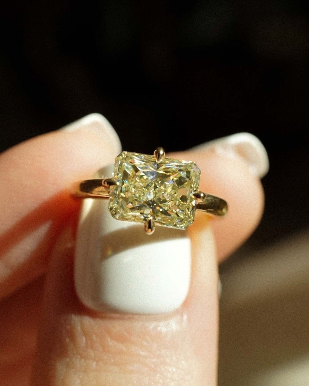 Emerald Cut Fancy Light Yellow Diamond Solitaire Engagement