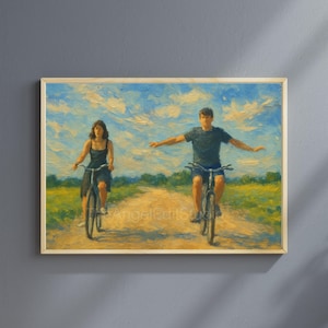 Normal People Bike Scene Acrylic Painting Wall Art/ Art Print/ Poster