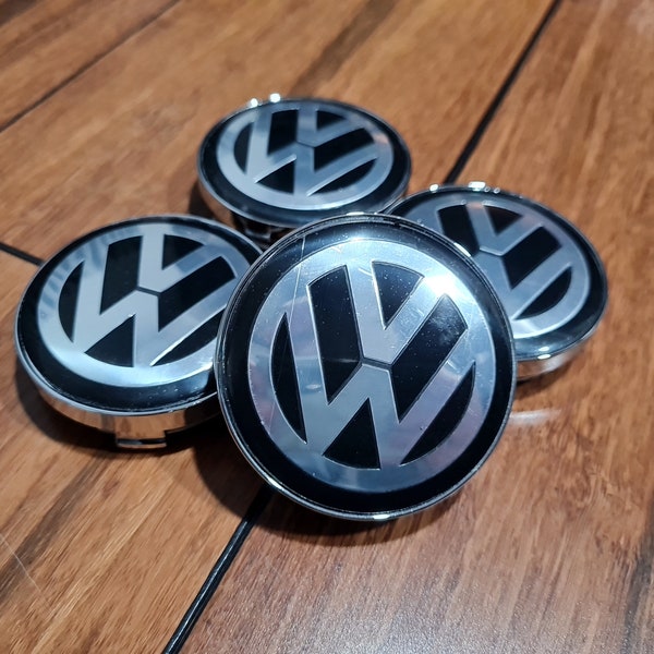 4x Leichtmetallrad-Volkswagen-Nabenkappen für Aftermarket-VW-Legierungen 60 mm