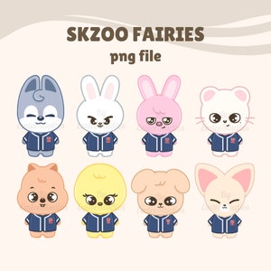 Imágenes prediseñadas / PNG de Stray Kids SKZOO Fairies, fondo transparente / descarga instantánea