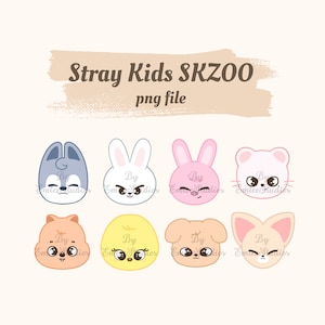Cara de Stray Kids SKZOO Clipart / PNG, Fondo transparente / Descarga instantánea