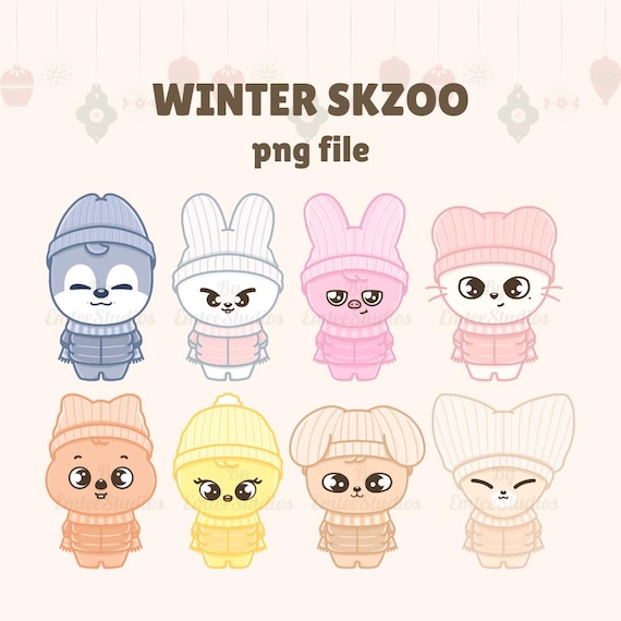 Stray Kids 冬のSKZOOクリップアート | PNG、透明な背景 | すぐに