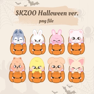 Stray Kids SKZOO Halloween Version Clipart | PNG, Transparent Background | Instant Download