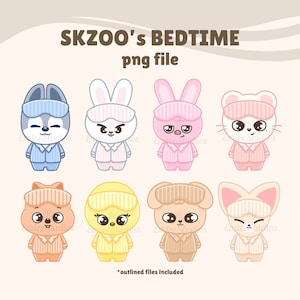 Clipart / PNG de la hora de dormir de Stray Kids SKZOO, fondo transparente / descarga instantánea