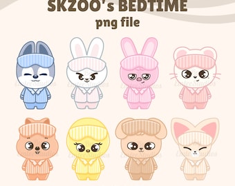 Stray Kids SKZOO's Bedtime Clipart | PNG, Transparent Background | Instant Download