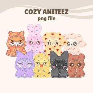 ATZ Cozy Aniteez Clipart / PNG, Fondo transparente / Descarga instantánea