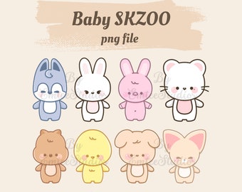 Cute Stray Kids Baby SKZOO Clipart | PNG, Transparent Background | Instant Download