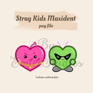 Stray Kids Maxident Heart Tung & Heart Taeng delineado Clipart / PNG, fondo transparente / Descarga instantánea