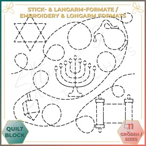Chanukka / Hanukkah - Quiltmuster - Stickmuster (digital) - Edge to Edge Langarm Quilting - Embroidery Pattern - Stickerei