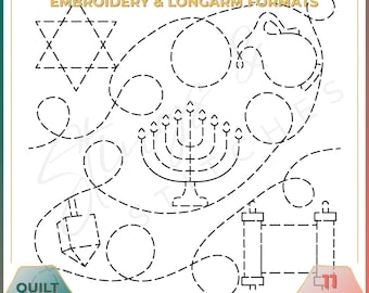 Chanukka / Hanukkah - Quiltmuster - Stickmuster (digital) - Edge to Edge Langarm Quilting - Embroidery Pattern - Stickerei