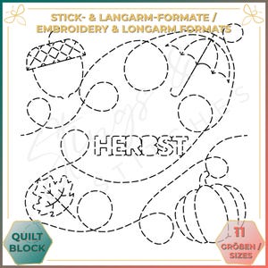 Herbst - Quiltmuster - Stickmuster (digital) - Edge to Edge Langarm Quilting - Embroidery Pattern - Stickerei
