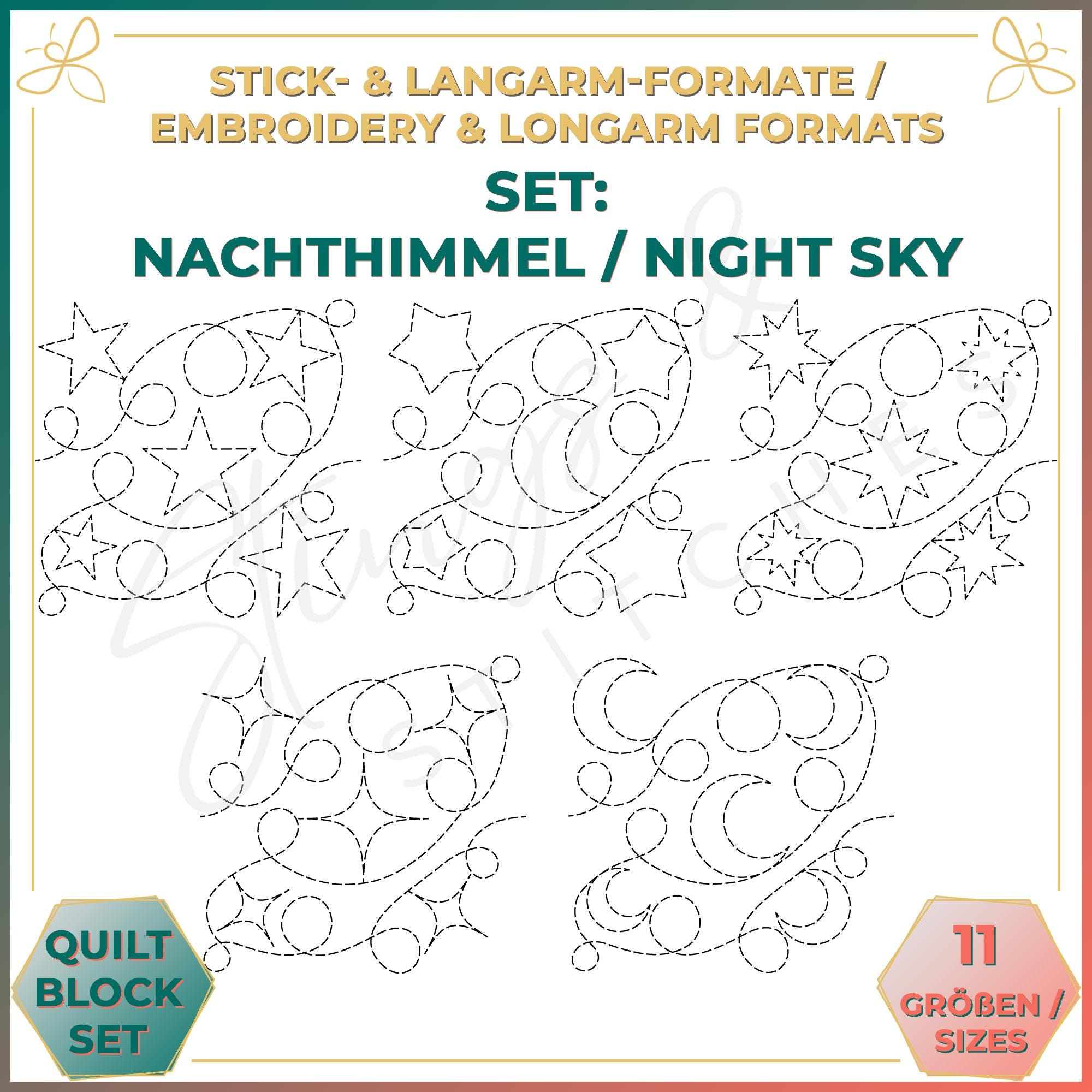 Night Sky - Set of Five Quilt Patterns for Longarm and Embroidery ...